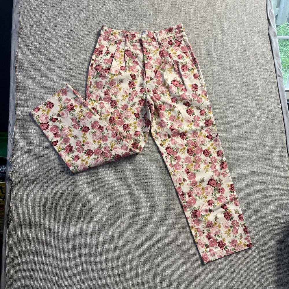 Teddy Fresh Tapestry Pants Men 30x30 (Fits 32x30) Beige Pink Floral Hipster NWOT